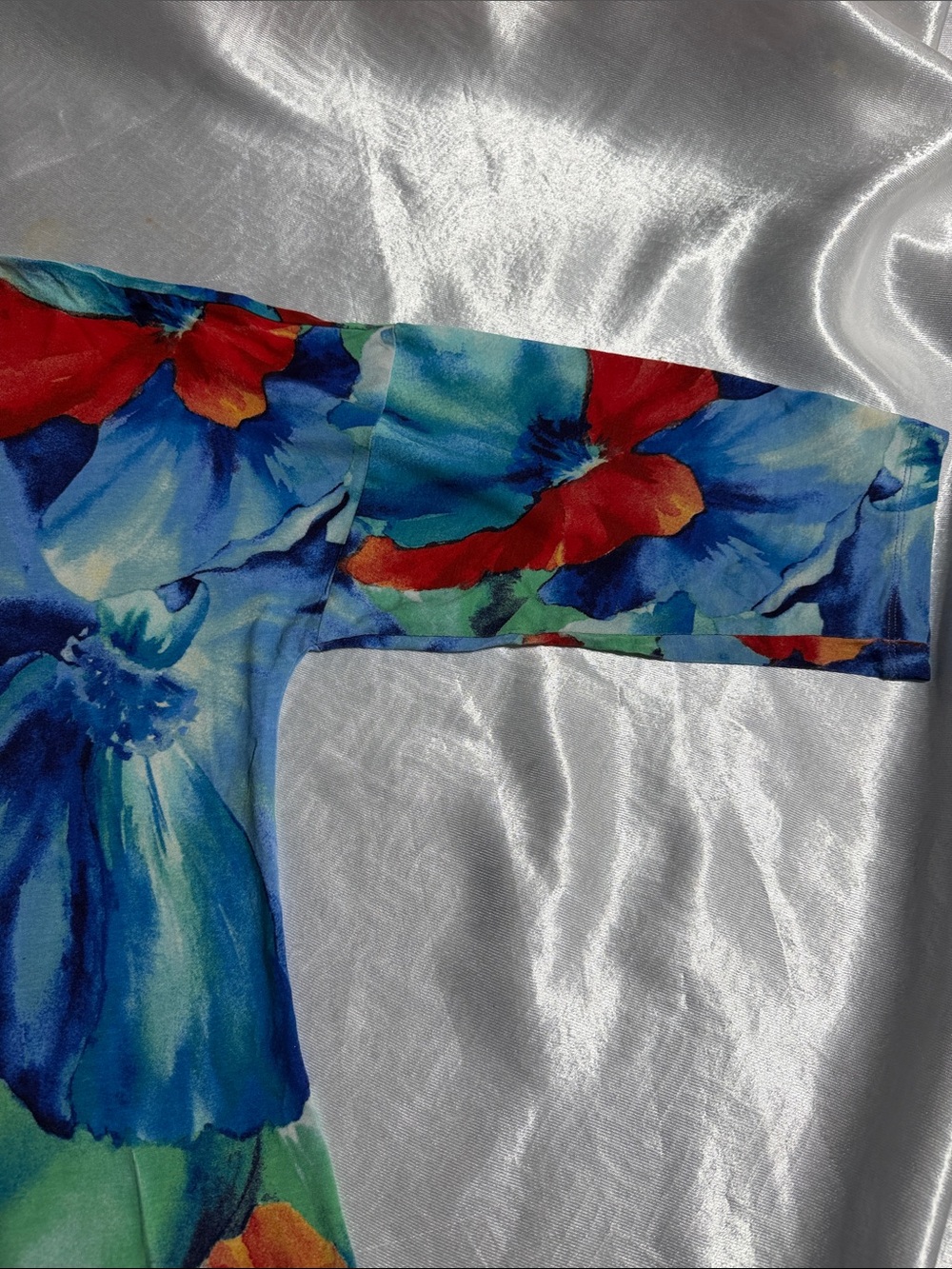Chico's Vibrant Floral Short Sleeve Tee in Blue, Red, Green - Picture 3 of 5